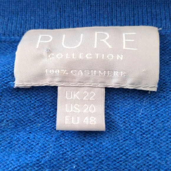 Pure Collection Cashmere Royal Blue Rollover Turtle neck with roll sleeve sz 20 - Picture 5 of 12